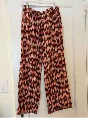 H&M Wide-Leg Printed Palazzo Pants in Brown & Pink